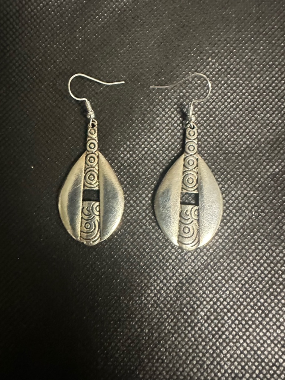 Silver-Tone Teardrop Abstract Dangle Earrings